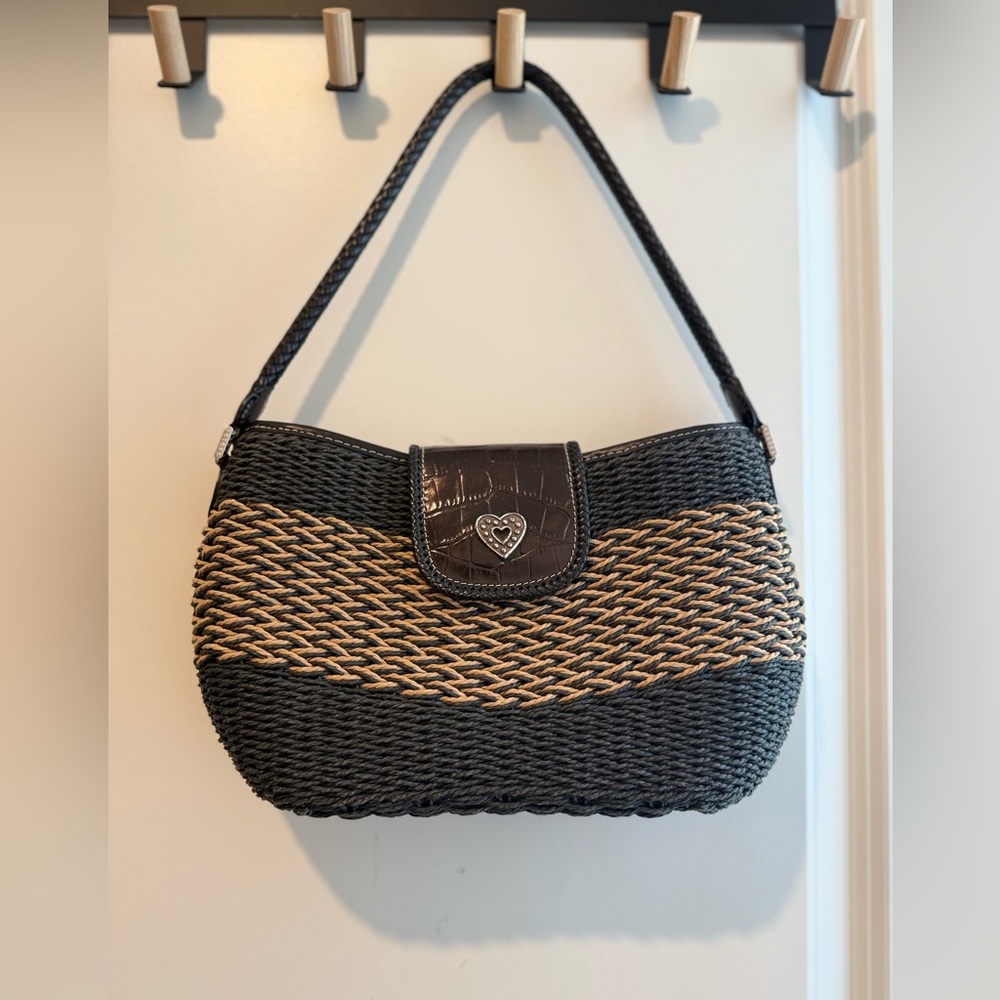 Brighton Black + Tan Woven Handbag
